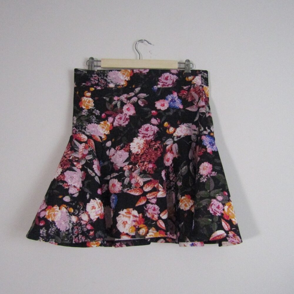 Marilyn Monroe Floral Mini Skirt Large Black Romantic Girly Flounce